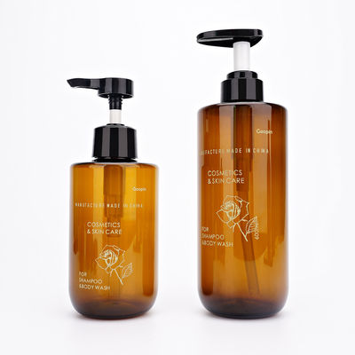 Круглые янтарные пластиковые бутылки 500ml 600ml шампуня с насосом